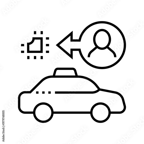 Autonomous taxi icon. Transport and autonomous vehicles line symbol. Black and white.
