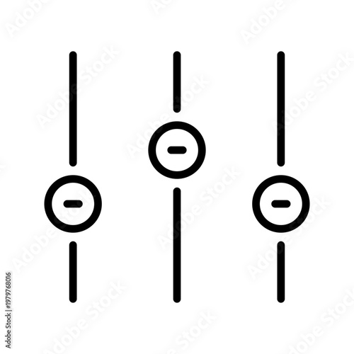 Audio equalizer icon. Media and audio mixing line symbol. Black and white.