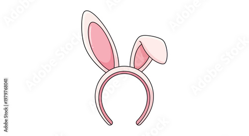 Cute Pink Bunny Ears Headband, Easter Costume Accessory, Isolated on White