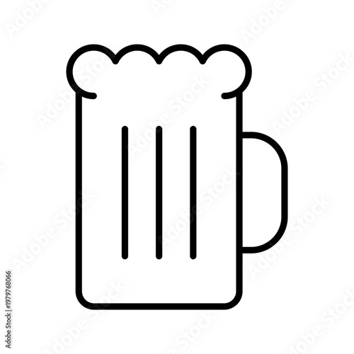 Beer mug icon. Food and beer line symbol. Black and white.