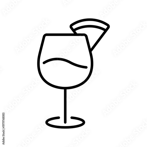 Bellini cocktail icon. Food and cocktails line symbol. Black and white.