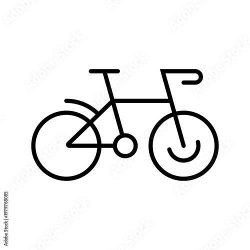 Bicycle travel icon. Travel and bicycle line symbol. Black and white.