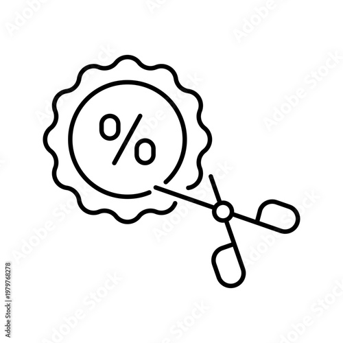 Discount coupon icon. Business and discounts line symbol. Black and white.