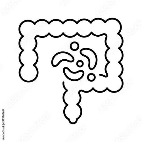 Gut dysbiosis icon. Healthcare and gastroenterology line symbol. Black and white.