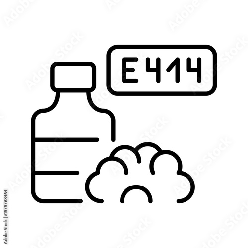 Gum arabic icon. Food and thickener line symbol. Black and white.