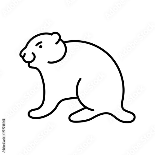 Groundhog day icon. Celebration and seasonal holiday line symbol. Black and white.