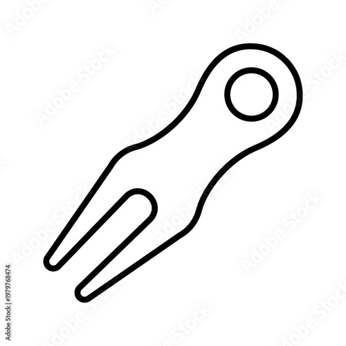 Golf divot tool icon. Sports and golf equipment line symbol. Black and white.