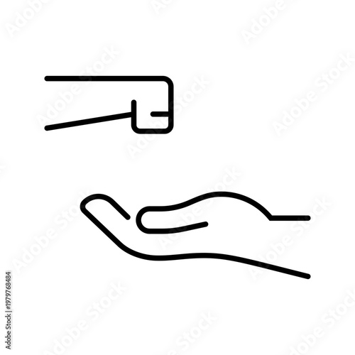 Hand washing icon. Healthcare and hand hygiene line symbol. Black and white.