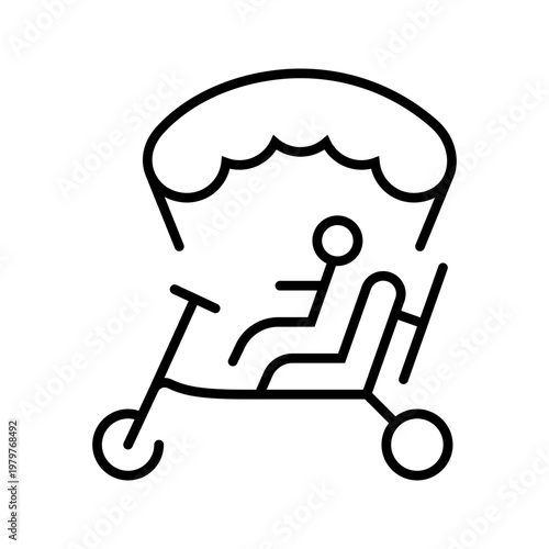 Hang glider icon. Transportation and hang gliding line symbol. Black and white.