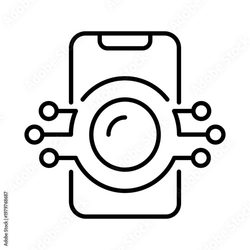 Mobile cryptocurrency icon. Business and cryptocurrency line symbol. Black and white.