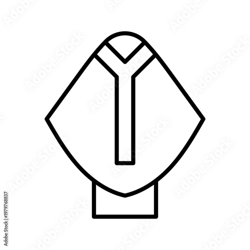 Priest cassock icon. Religion and vestments line symbol. Black and white.