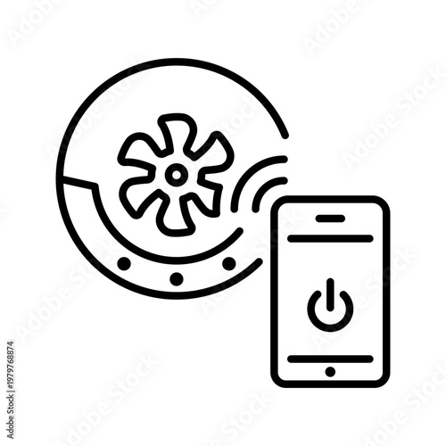 Robot vacuum icon. Technology and home appliances line symbol. Black and white.