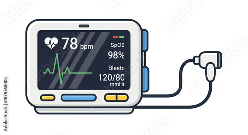 Medical Vital Signs Monitor - Heart Rate, SpO2, Blood Pressure
