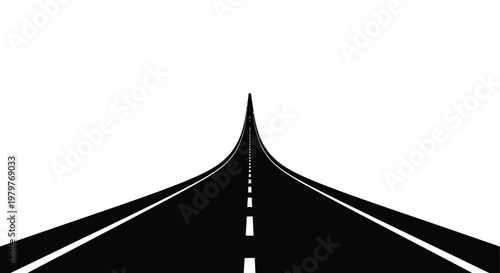 A long winding road stretches towards the horizon a striking silhouette