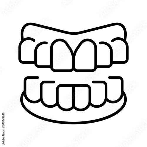 Teeth alignment icon. Healthcare and orthodontics line symbol. Black and white.