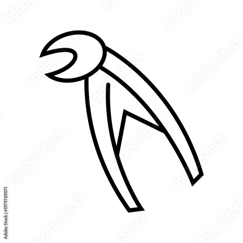 Tooth forceps icon. Healthcare and dentistry line symbol. Black and white.