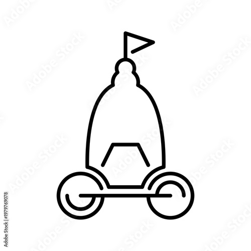 Temple chariot icon. Culture and temple chariot line symbol. Black and white.