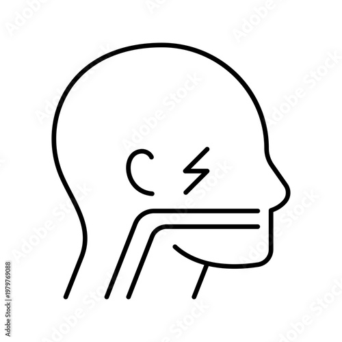 Throat pain icon. Healthcare and pharyngitis line symbol. Black and white.