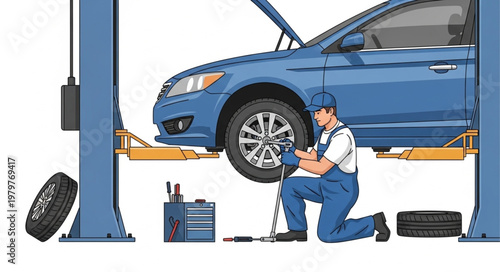 Mechanic Working Under Car.