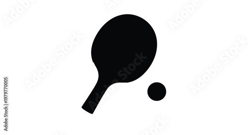 Black silhouette of a table tennis paddle and ball