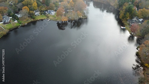 Aerial view of Samp Mortar Reservoir in Fairfield Connecticut