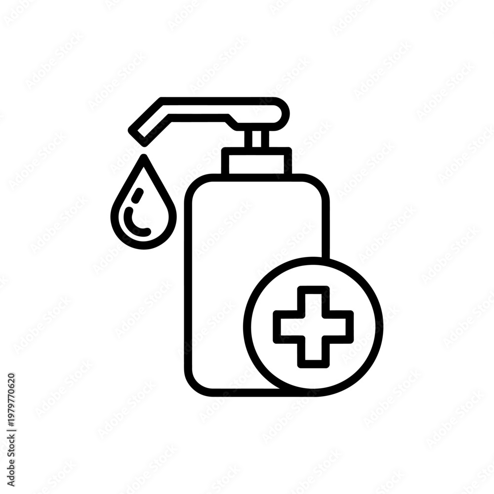 Fototapeta premium Hand Sanitizer Bottle With Pump Spraying Liquid Droplet