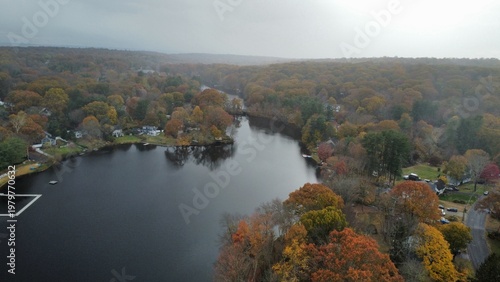Aerial view of Samp Mortar Reservoir in Fairfield Connecticut