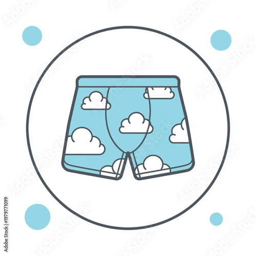 Blue cloud pattern boxer shorts icon isolated on white background