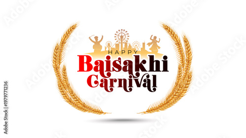 Festive illustration Happy Baisakhi Carnival logo unit for promotion and wish card.