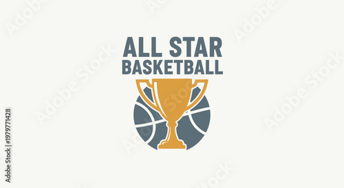 All Star Basketball Trophy Design with a Basketball Background.