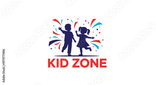 Joyful Kids Silhouette Logo for Playful Entertainment and Fun Activities.