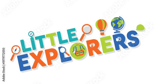 Little Explorers, Kids Education, Colorful Logo, Vector Illustration, Learning Icons