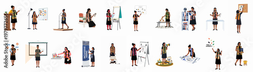 Vector illustrations of Black women professionals leading workshops on diversity, equity, and inclusion, featuring icons of leadership, recruiting, and educational advocacy.