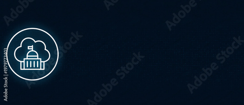 Government building icon with cloud for public sector tech