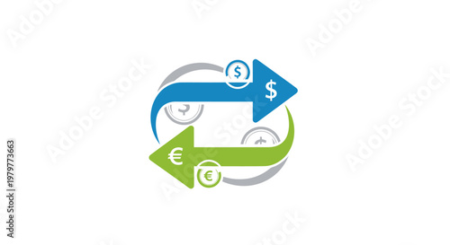Currency Exchange Arrows: Dollar to Euro and Euro to Dollar - Financial Concept