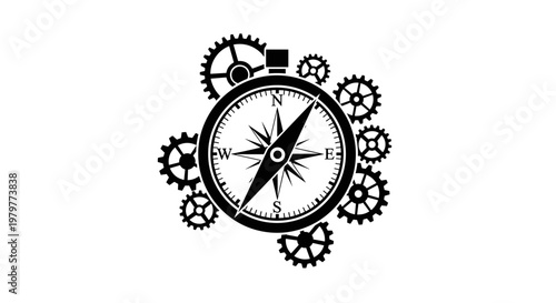 Compass with Gear Wheels Navigation.