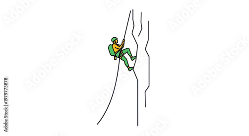 Man rappelling down a rocky cliff face, adventure, extreme sports, outdoor activity
