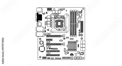 Computer Motherboard Electronic Circuit.