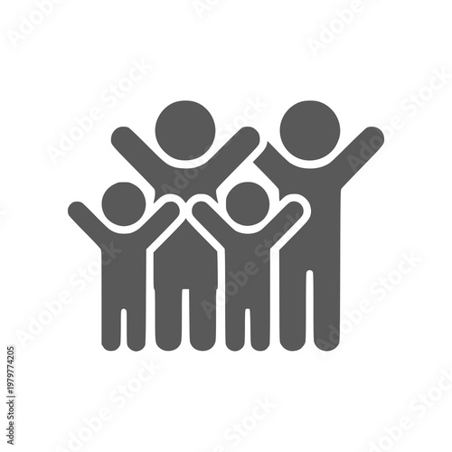 Minimal family icon with two adults and one child in simple flat SVG style. Clean geometric design ideal for social services, family care, community programs, and modern UI applications.