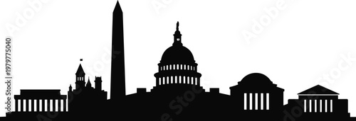 Minimalist Black Silhouette Vector Illustration of Washington City Skyline for Travel and Business DesignMinimalist Black Silhouette Vector Illustration of Washington