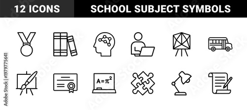 Education and e-learning line icons for academic and school projects