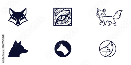 Fox Vector Pack Geometric Head, Cute Cartoon, Stylized Eye and Abstract Animal Logos Collection