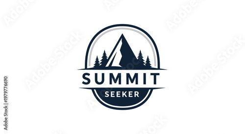 Summit Seeker Logo - A Circular Emblem of Mountain Adventure and Exploration.
