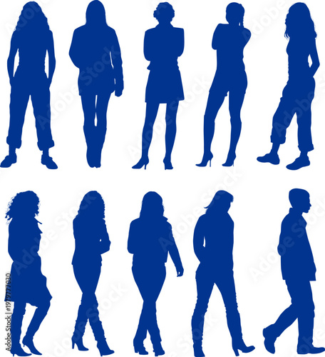 Silhouettes man and women