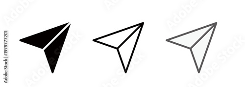 Message sending icon, paper airplane icon viewed from above