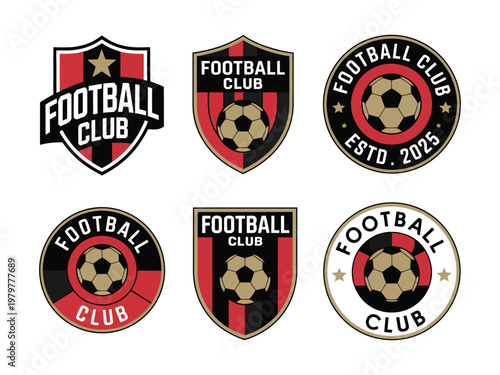 Football Club Red & Gold Vector Logo Bundle modern sports emblem designs