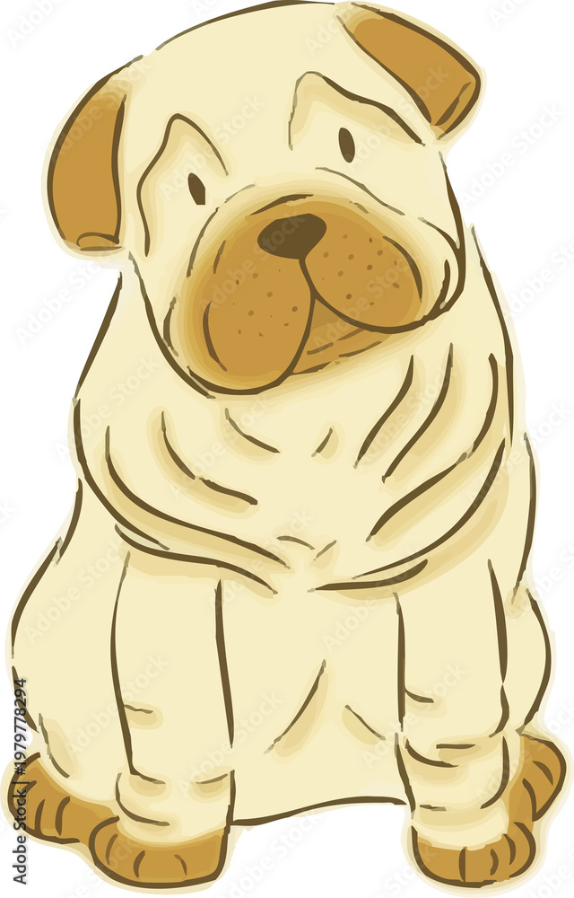 Fototapeta premium Cute Fluffy Puppy Dog Illustrator Sticker PNG
