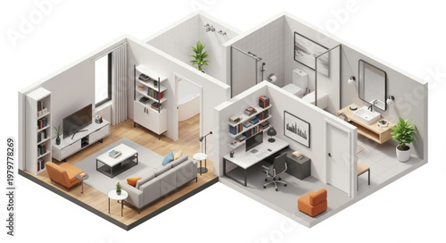 Modern apartment interior design.