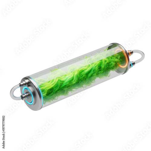 Futuristic Energy Cell with Glowing Green Substance