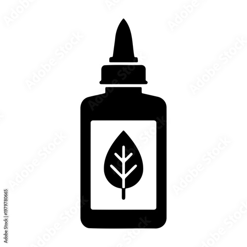 Natural herbal oil bottle icon, organic essential oil dropper, botanical serum vector